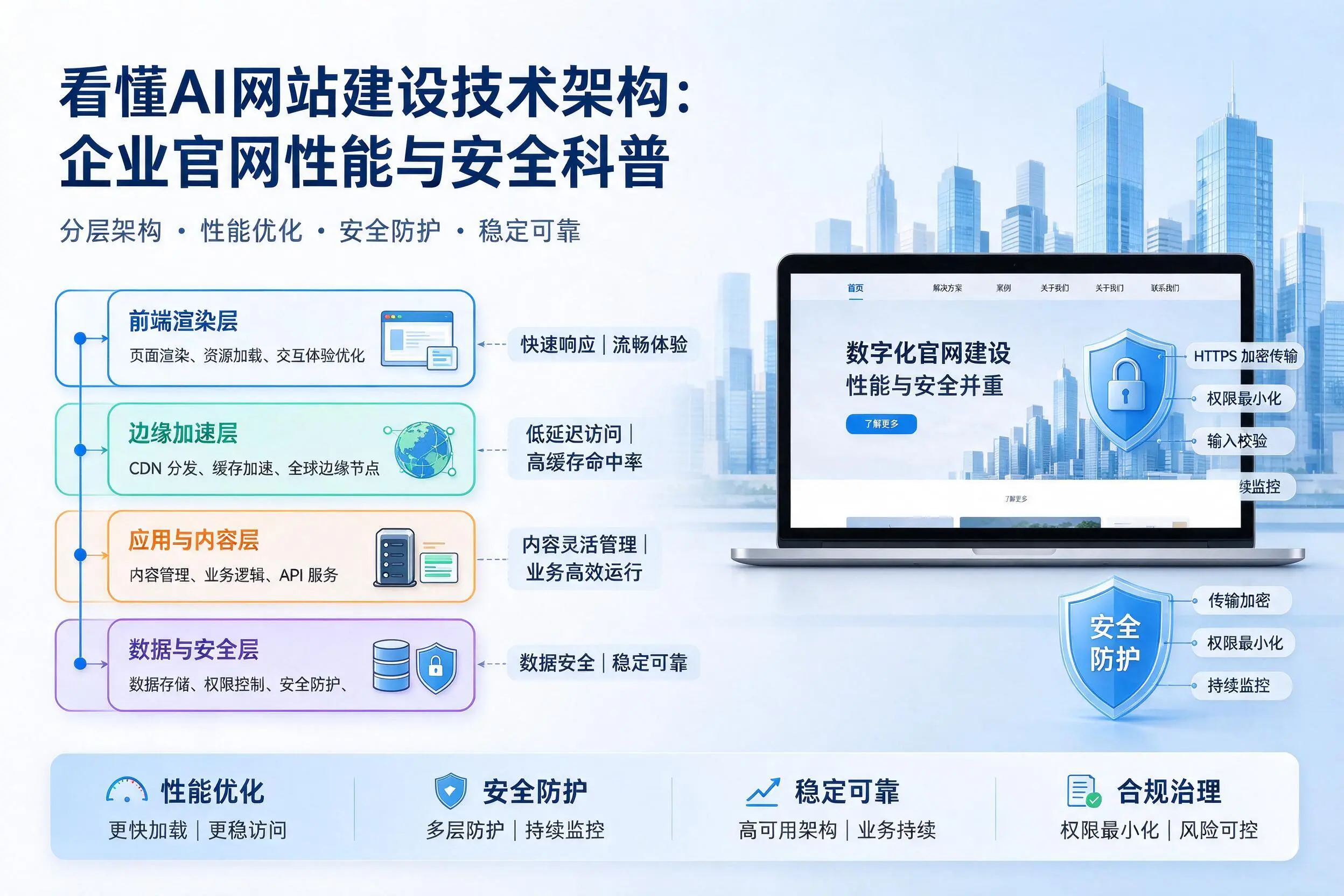 看懂AI网站建设技术架构:茂名企业官网性能与安全科普